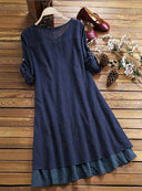 Stylish Women's Midi Dress with Ruffle Hem & Button Detail