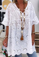 Romantic Broderie Style Airy Blouse for Women