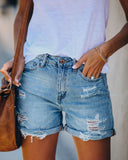 Chic High-Waisted Cuffed Denim Shorts for Women