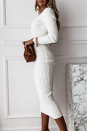 Stylish Ribbed Bodycon Midi Dress
