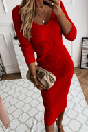 Stylish Ribbed Bodycon Midi Dress