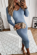 Stylish Ribbed Bodycon Midi Dress