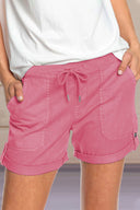 Adjustable Waist Drawstring Shorts with Rolled Hem