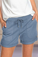 Adjustable Waist Drawstring Cuffed Shorts