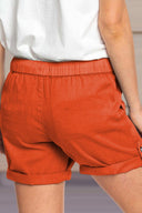 Adjustable Waist Drawstring Cuffed Shorts