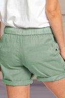 Adjustable Waist Drawstring Cuffed Shorts