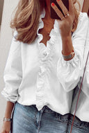 Chic Long Sleeve Ruffle V-Neck Blouse