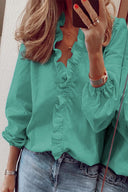Chic Long Sleeve Ruffle V-Neck Blouse