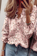 Chic Long Sleeve Ruffle V-Neck Blouse