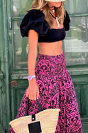 Chic High-Waisted Bootcut Pants with Fun Print
