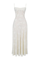 Chic Cream Maxi Dress with Lace Detailing