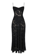 Chic Cream Maxi Dress with Lace Detailing