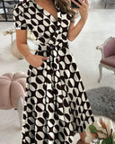 Chic V-Neck Midi Dress for Women