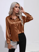 Chic Long Sleeve Satin Blouse