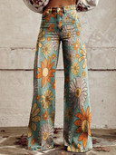 Vibrant Daisy Flared Jeans for Women
