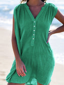 Chic Women's Button-Detail Beach Dress