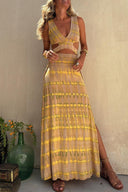 Chic Stretch Dress with Cutout & Slit Design