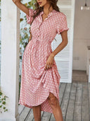 V-Neck Polka Dot A-Line Dress