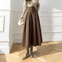 Chic Wool High-Waisted Pleated Skirt