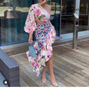 Floral Cut-Out Dress with Ruffle Hem Design