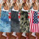 Chic Denim Dungaree Dress with Button Accents