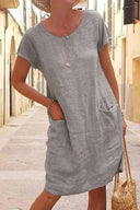 Chic Women's Linen Dress with Pocket Design