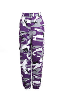 Modern Camouflage Women's Cargo Pants with Elastic Waistband & Utility Pockets