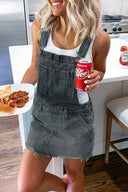 Chic Denim Dungaree Dress with Button Accents
