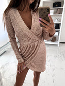 Chic V-Neck Long Sleeve Cocktail Dress for Women