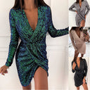 Chic V-Neck Long Sleeve Cocktail Dress for Women