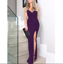 Stunning Evening Dress with Side Slit and Chic Neckline