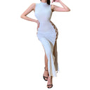 Chic Halter Neck Maxi Dress with Side Lacing