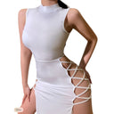 Chic Halter Neck Maxi Dress with Side Lacing