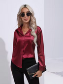 Chic Long Sleeve Satin Blouse