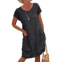Chic Women's Linen Dress with Pocket Design