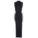 Chic Halter Neck Maxi Dress with Side Lacing