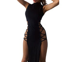 Chic Halter Neck Maxi Dress with Side Lacing