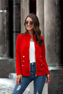 Chic Women's Blazer with Stylish Metal Buttons and Zipper