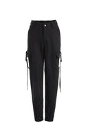 Women's Elastic Waist Cargo Pants with Side Pockets