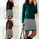 Houndstooth Hem Chic Dress
