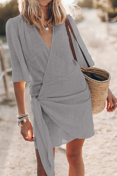 Chic Wrap Neckline Beach Dress for Women