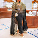Stunning Cape Evening Dress with Glitter Accents