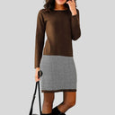 Houndstooth Hem Chic Dress