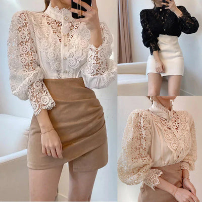 Chic High Neck Floral Blouse
