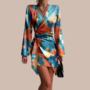 Abstract Marble Print Wrap Dress