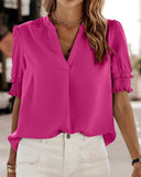 Chic Short Sleeve V-Neck Blouse
