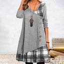 Chic Long-Sleeved Plaid Dress