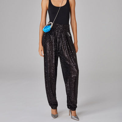 Glitter-Accented Jogging Pants for Stylish Athletes