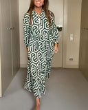 Chic Polka Dot and Geometric Pattern Dress