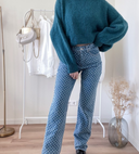 Chic Jeans with Diamond Pattern Design